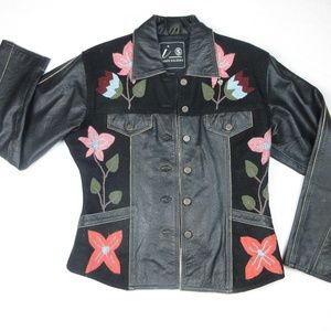 VTG Genuine Leather Boho Biker Jacket, Sz M L
